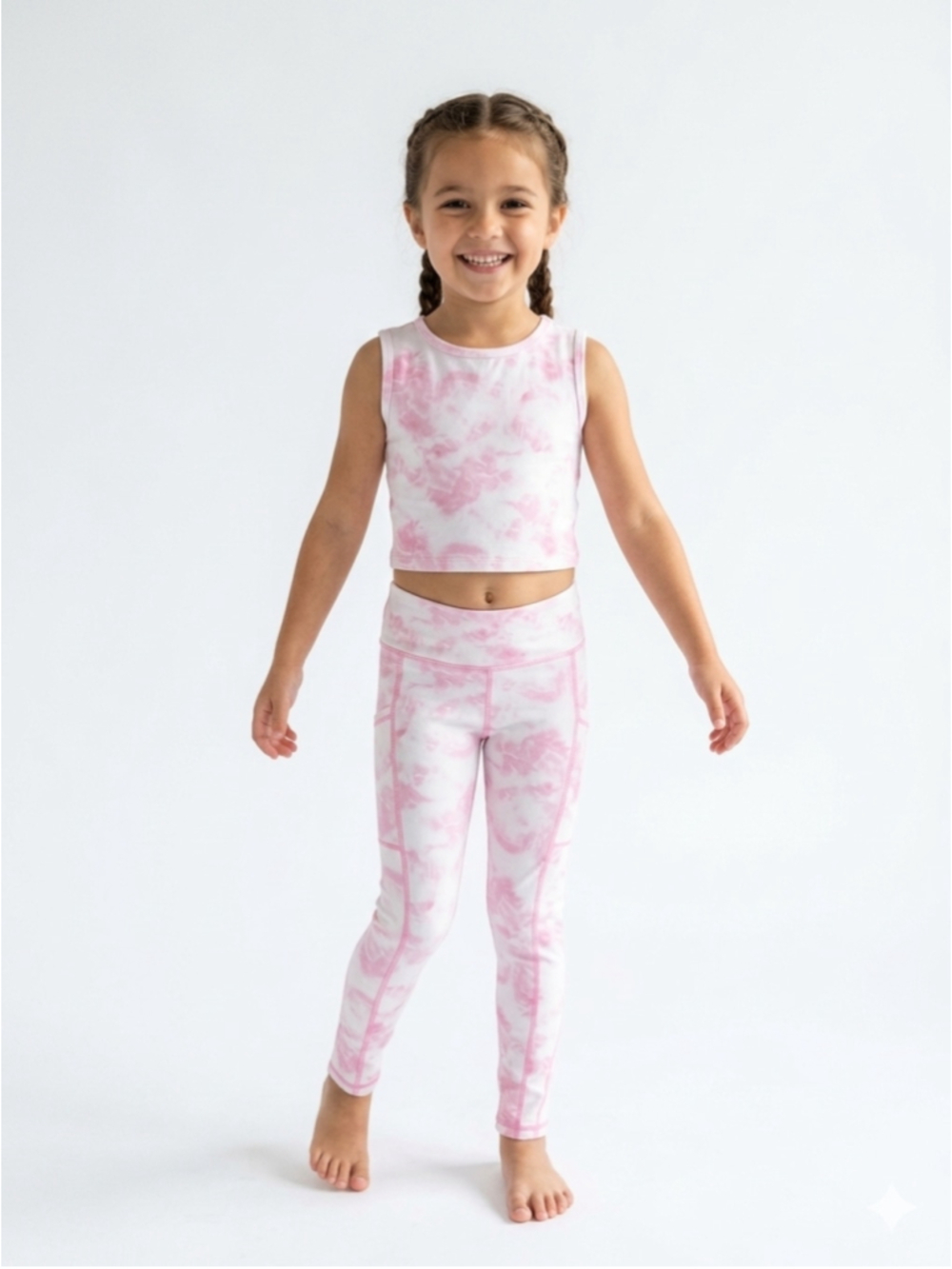Girls Unbranded Activewear Matching Set 6 / XS White Pink Tie Dye